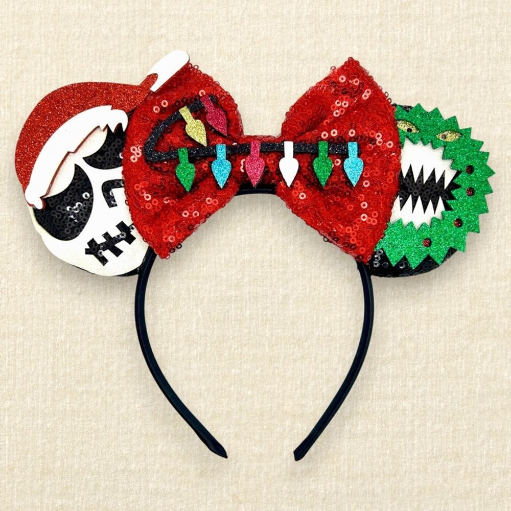 Nightmare Before Christmas Minnie Ears | Disney-Inspired Christmas Mouse Ears